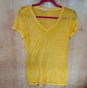 Ultra Flirt Yellow V-Neck Fitted Short Sleeve Tee